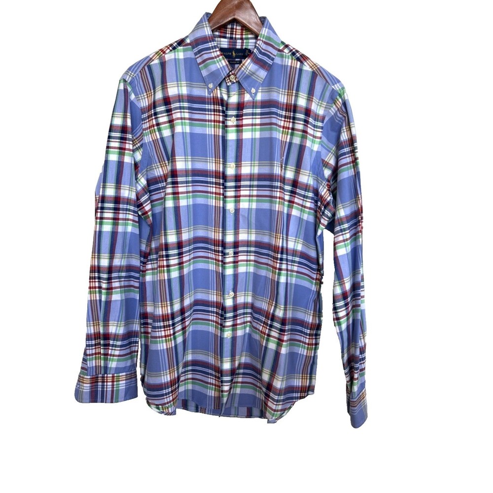 Ralph Lauren Plaid Button-Down Classic Fit Shirt in Multicolor Cotton Size L